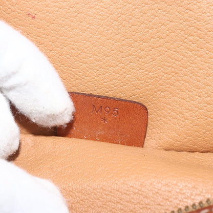 Celine CELINE Macadam Canvas Vanity Hand Bag PVC Leather Brown Gold Authentic ka2851