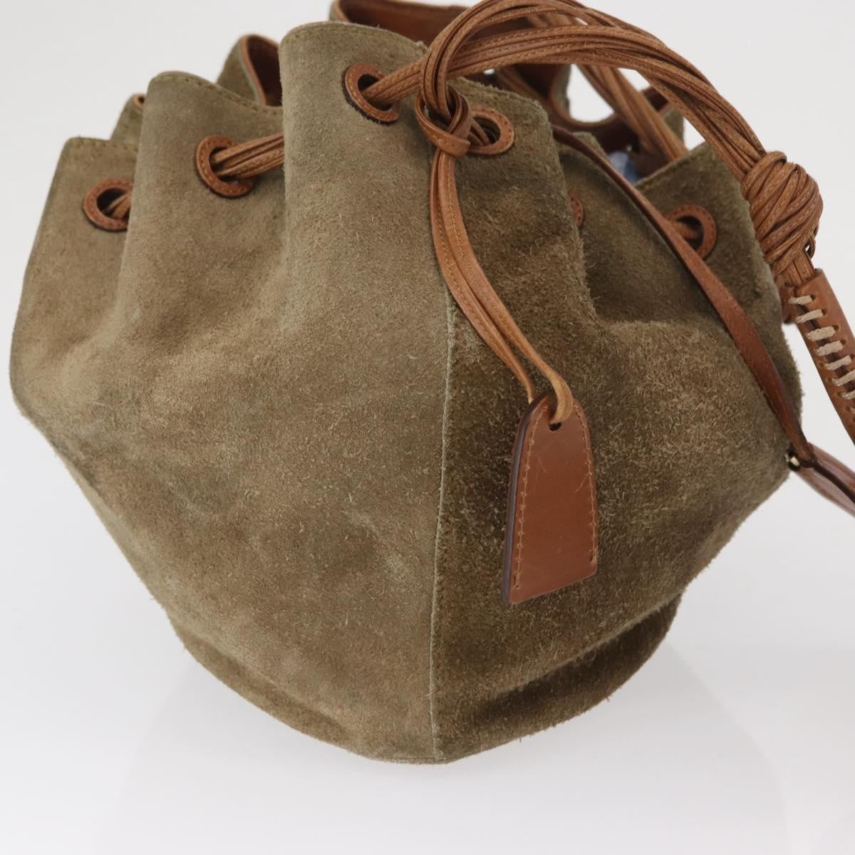 Gucci GUCCI Shoulder Bag Suede Beige Gold Authentic 162826