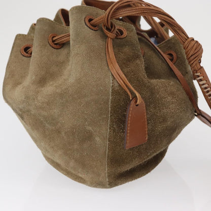 Gucci GUCCI Shoulder Bag Suede Beige Gold Authentic 162826
