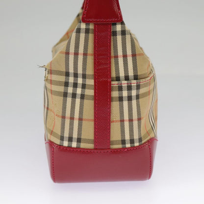 Burberry BURBERRY Nova Check Shoulder Bag Canvas Leather Beige Gold Red Authentic 98900