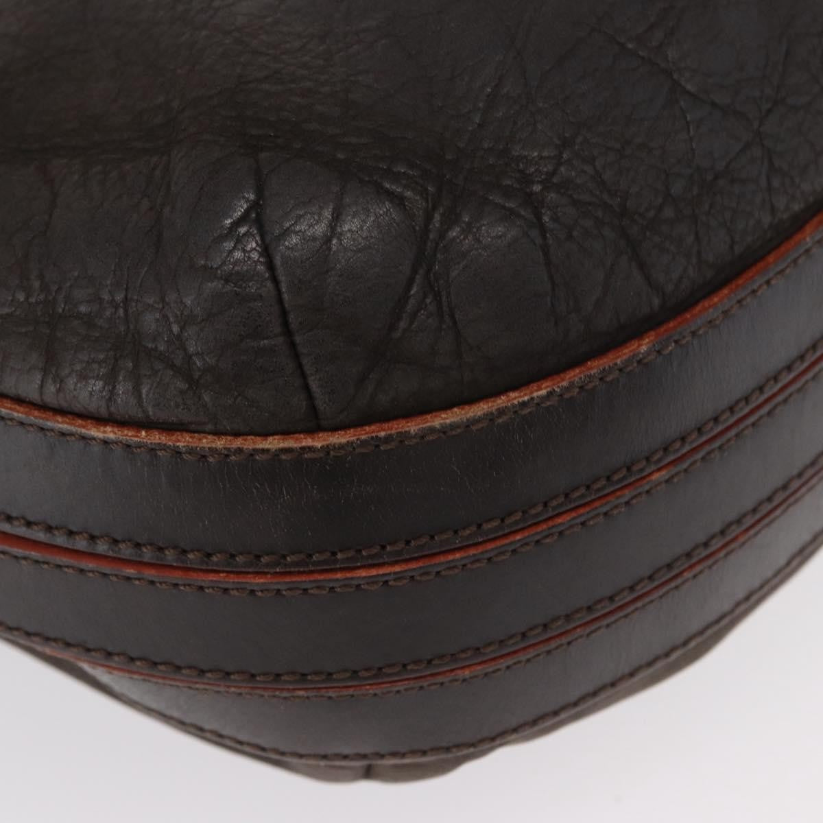 Loewe LOEWE Shoulder Bag Leather Brown Silver Authentic 155631
