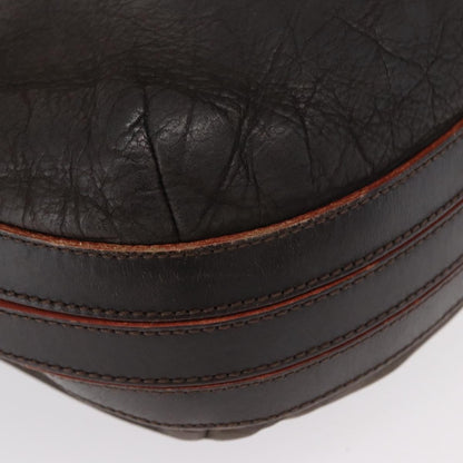 Loewe LOEWE Shoulder Bag Leather Brown Silver Authentic 155631