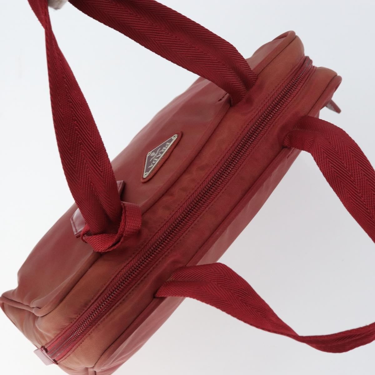 Prada PRADA Hand Bag Nylon Red Silver Authentic BA8645
