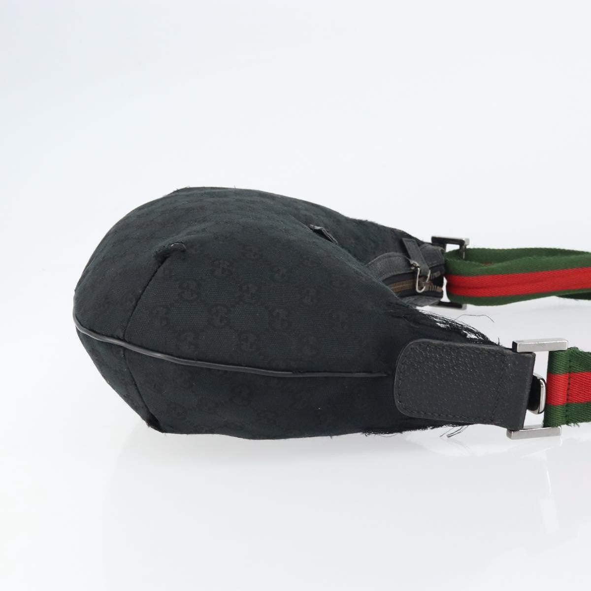 Gucci GUCCI GG Canvas Shoulder Bag Black Silver 181092 Authentic bs31680