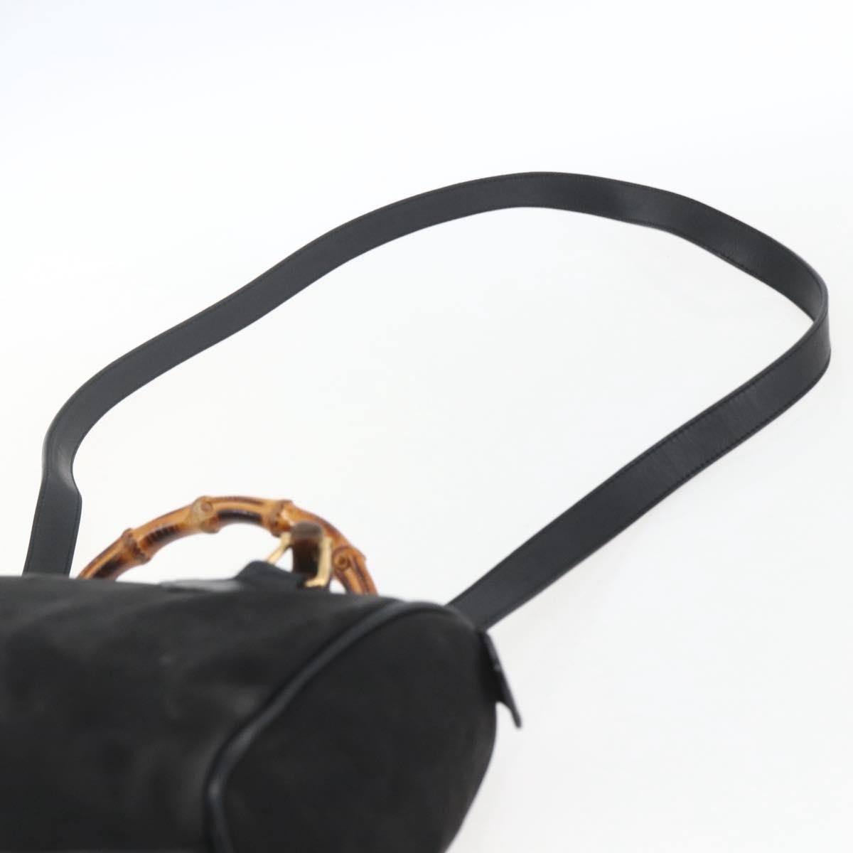 Gucci GUCCI Bamboo Hand Bag Suede 2way Black Gold 000 3444 0294 Authentic 161026