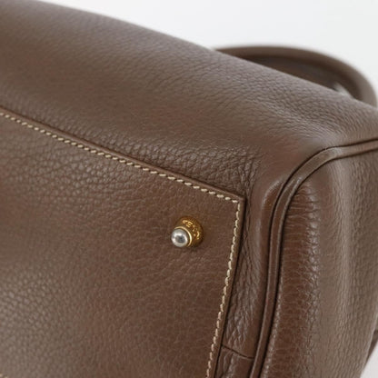 Fendi FENDI Hand Bag Leather Brown Gold Authentic kk558