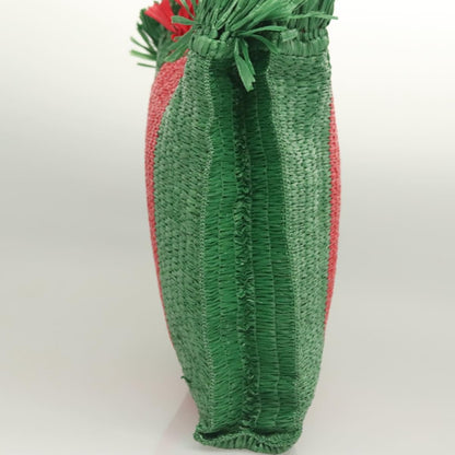 Gucci GUCCI Hand Bag Straw Green Red 524810 Authentic bs26626