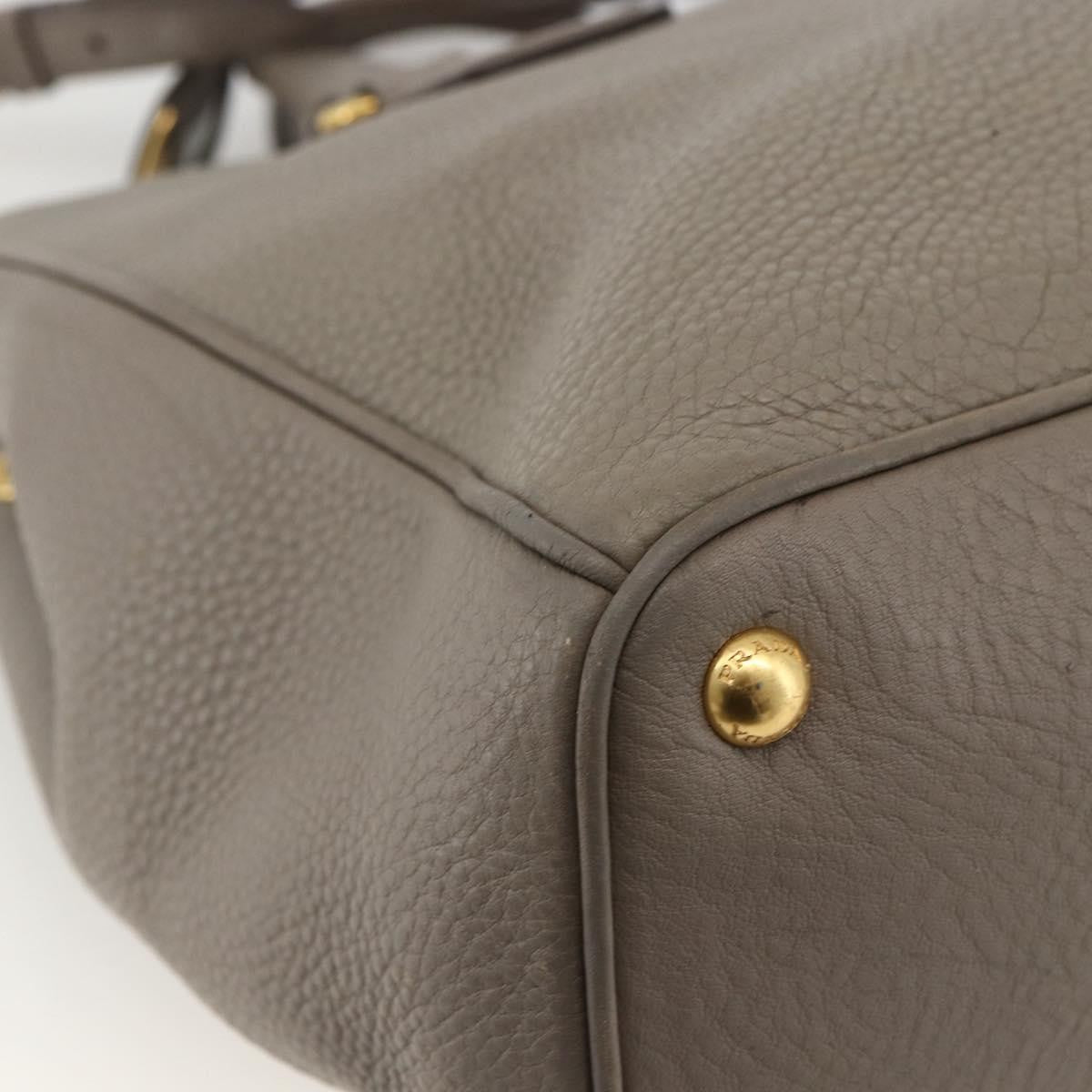 Prada PRADA Hand Bag Leather 2way Gray Gold Authentic bs33651