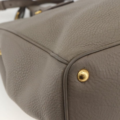 Prada PRADA Hand Bag Leather 2way Gray Gold Authentic bs33651