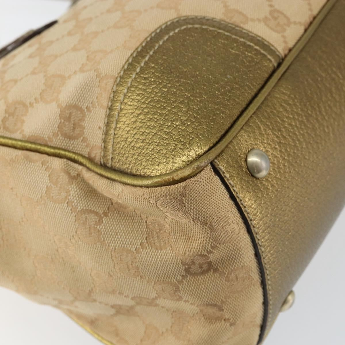 Gucci GUCCI GG Canvas Shoulder Bag Beige Gold 177052 Authentic 121395