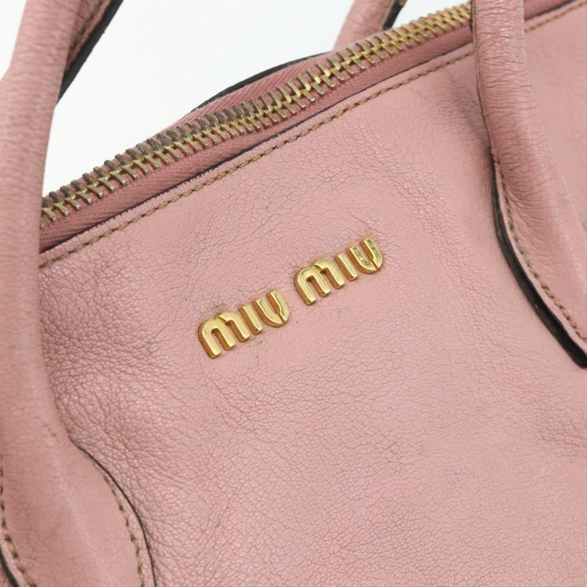 Miu Miu Miu Miu Hand Bag Leather Pink Gold Authentic 180081