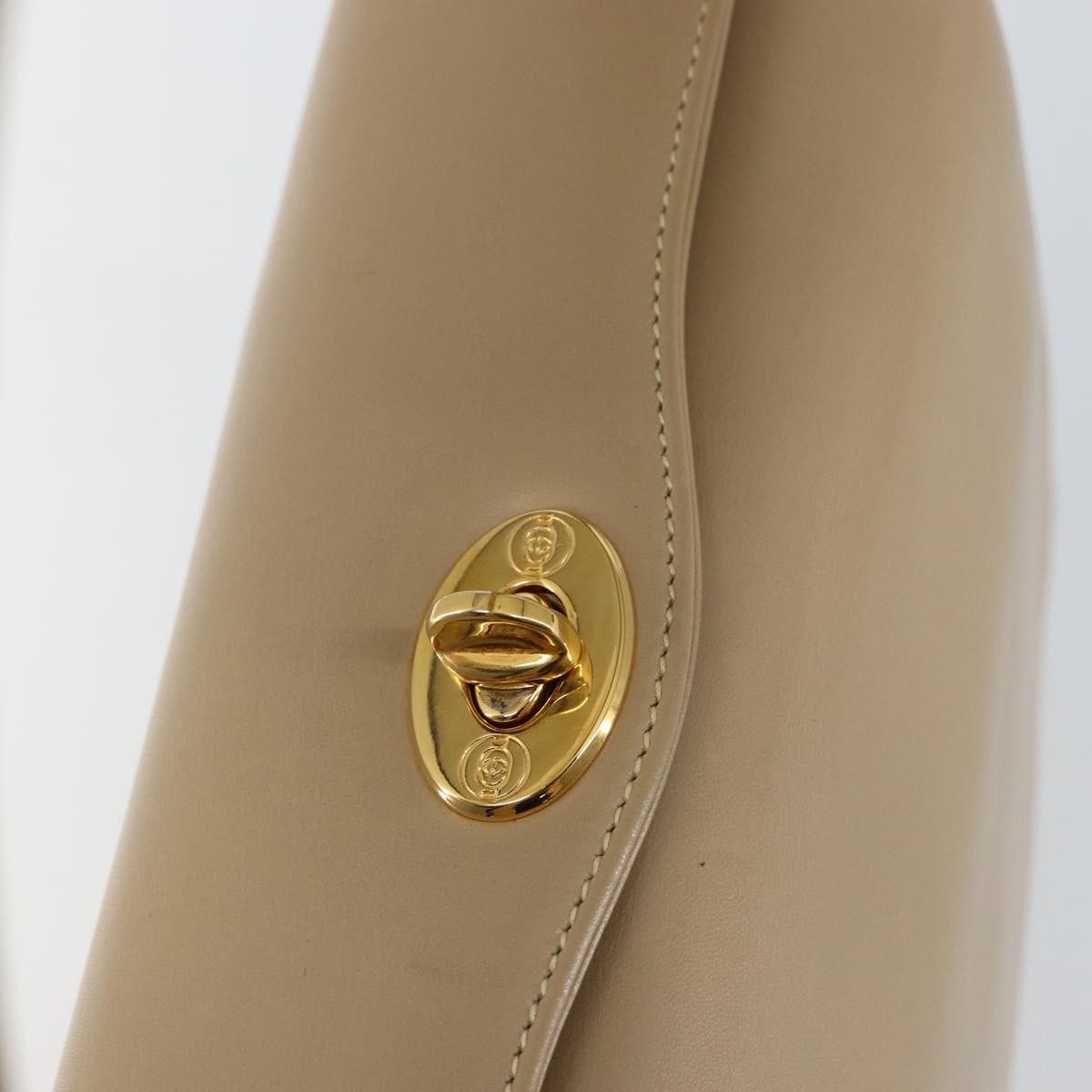 Gucci GUCCI Shoulder Bag Leather Beige Gold Authentic ep11343