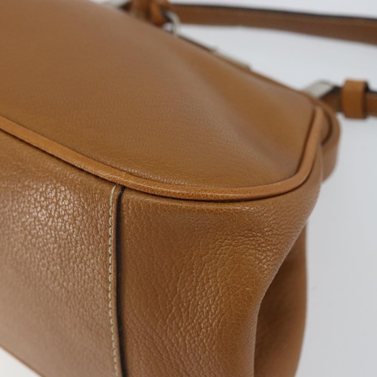 Prada PRADA Hand Bag Leather Brown Silver Authentic yk19954