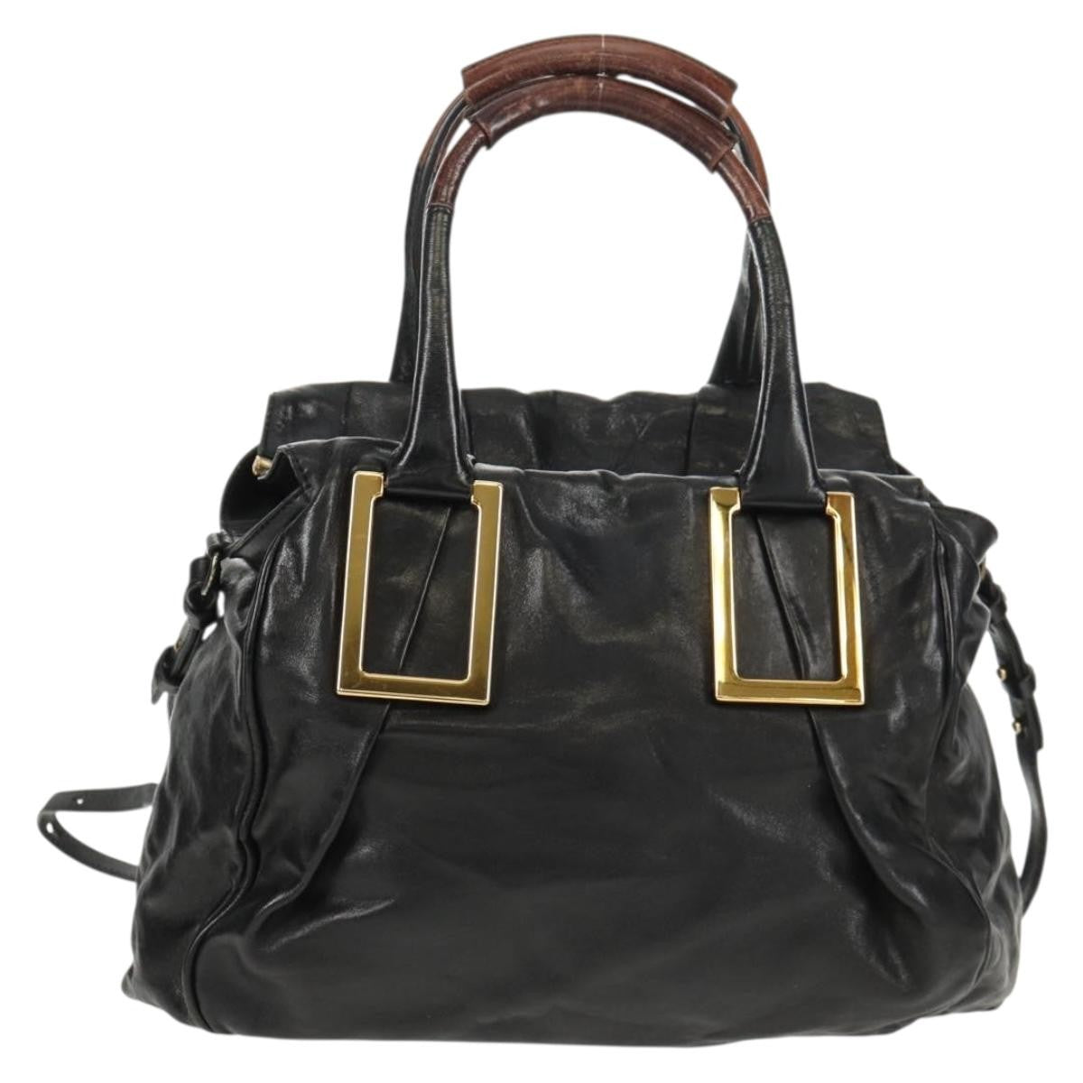 Chloé Chloé Chloe Etel Hand Bag Leather 2way Black Gold Authentic 156936