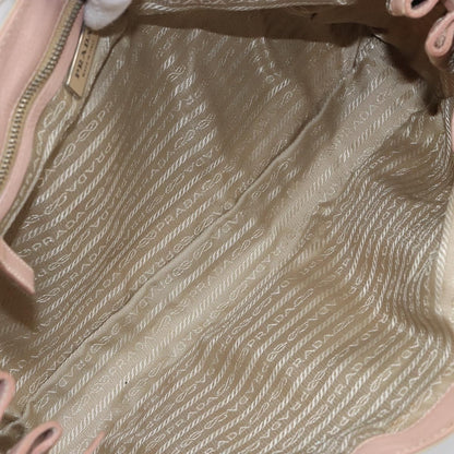 Prada PRADA Tote Bag Nylon Leather Beige Silver Authentic ep12684