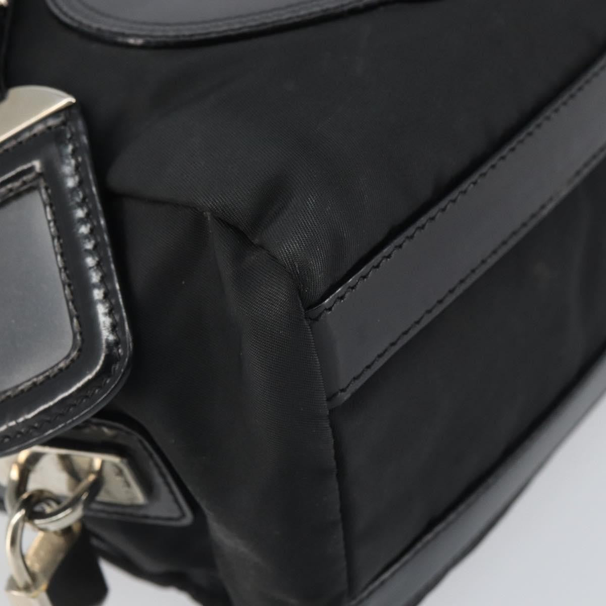 Prada PRADA Hand Bag Nylon Black Silver Authentic ka1246
