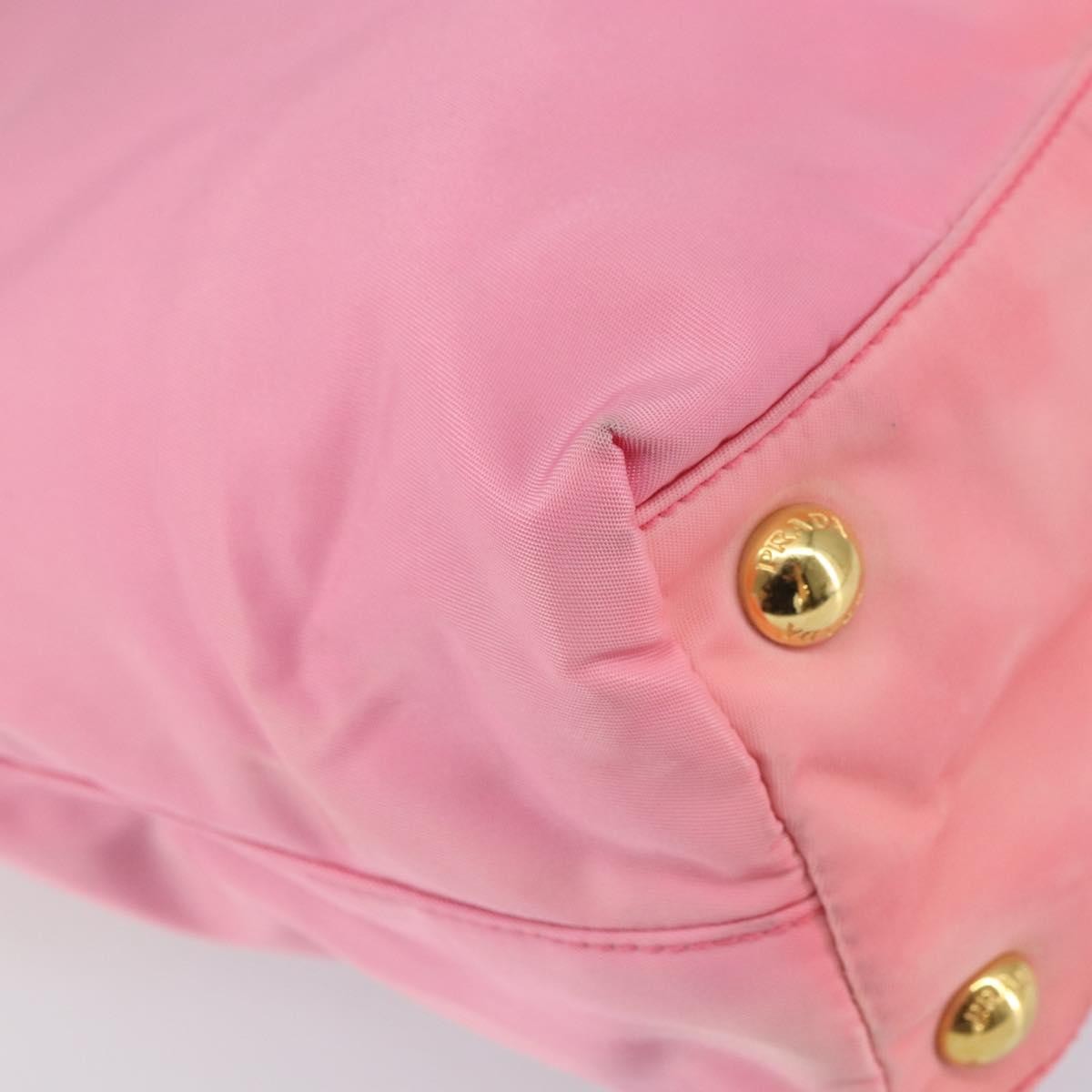 Prada PRADA Tote Bag Nylon Pink Gold Authentic 161648