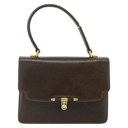 Gucci GUCCI Hand Bag Leather Brown Gold Authentic ep14250