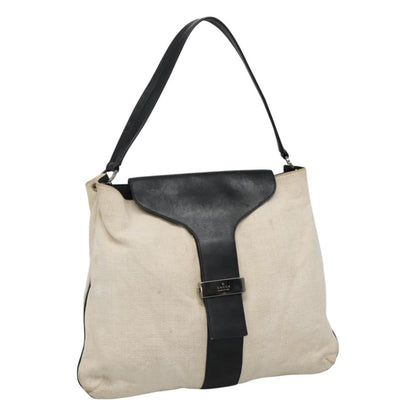 Gucci GUCCI Shoulder Bag Canvas Leather White Black Authentic ti2765