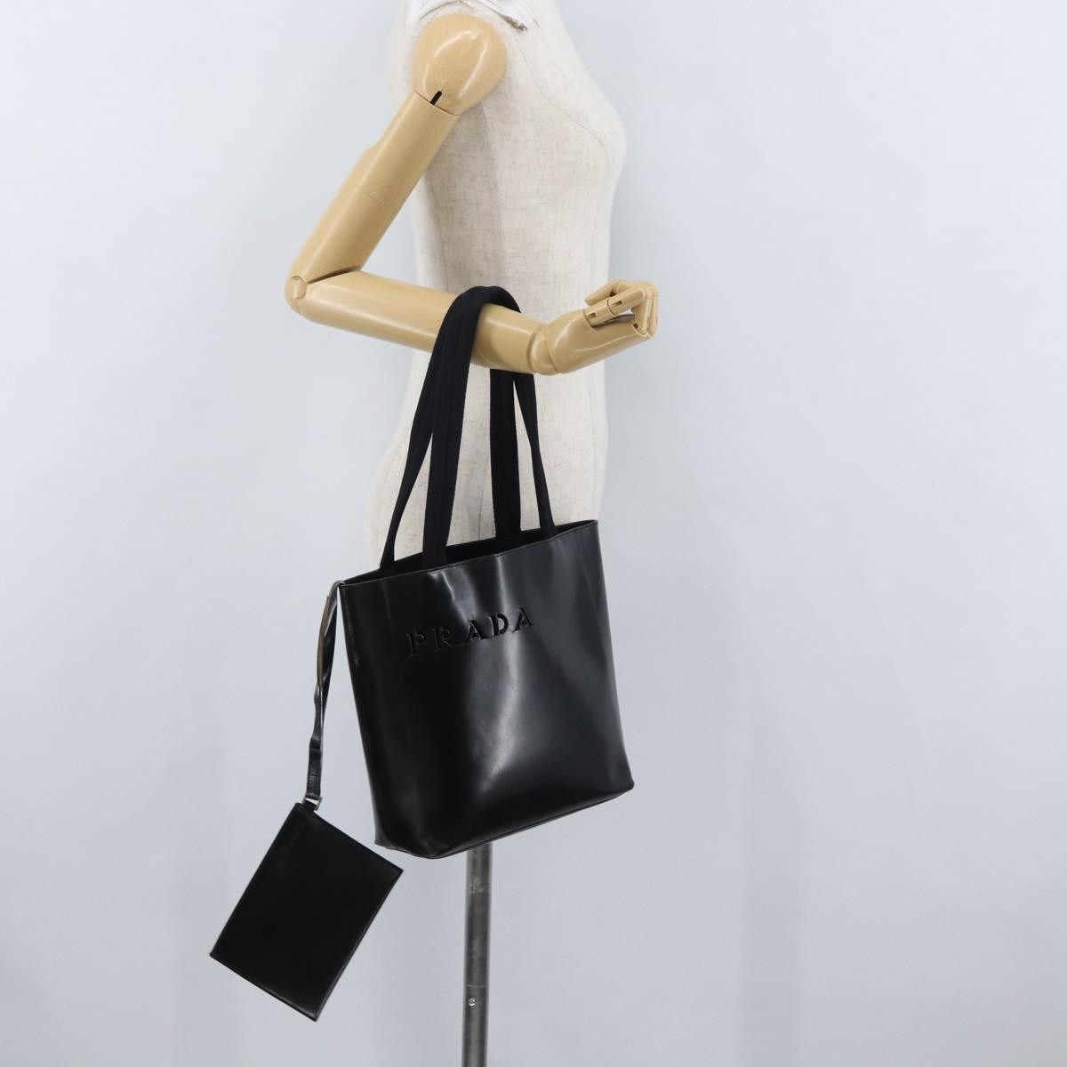 Prada PRADA Tote Bag Leather Black Authentic gh1848