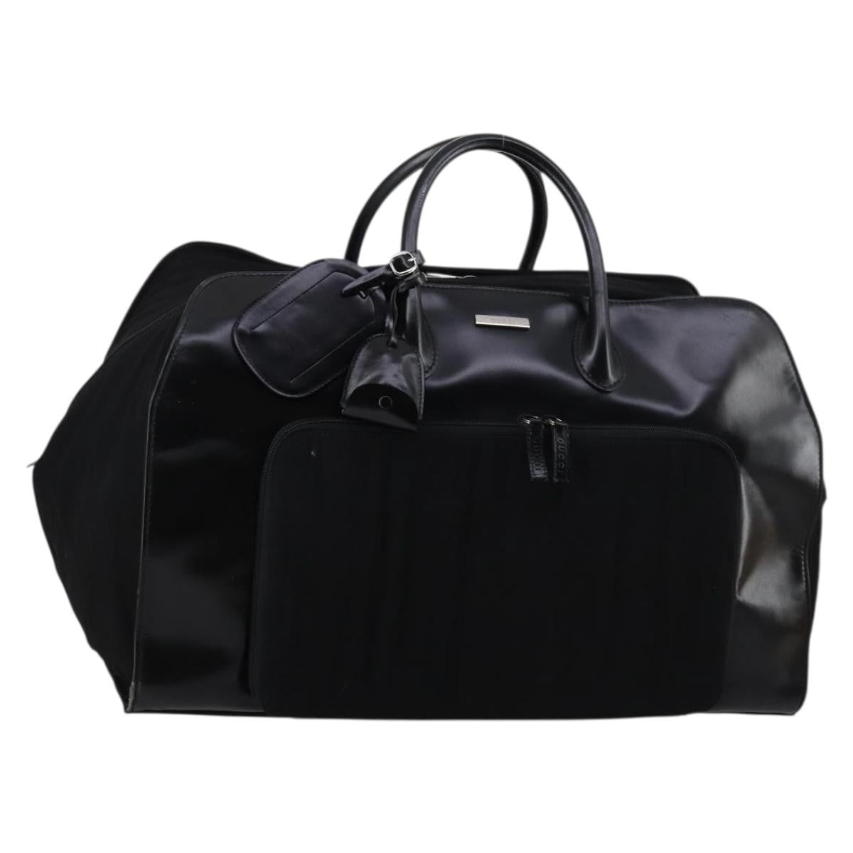 Gucci GUCCI Boston Bag Nylon Leather Black Silver 012 1553 0269 Authentic ti3430
