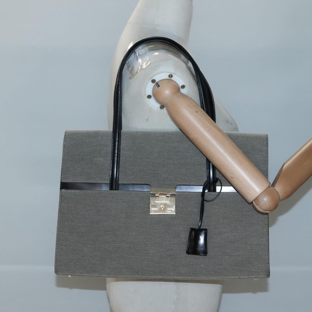 Gucci GUCCI Hand Bag Canvas Beige Gold Authentic bs25071