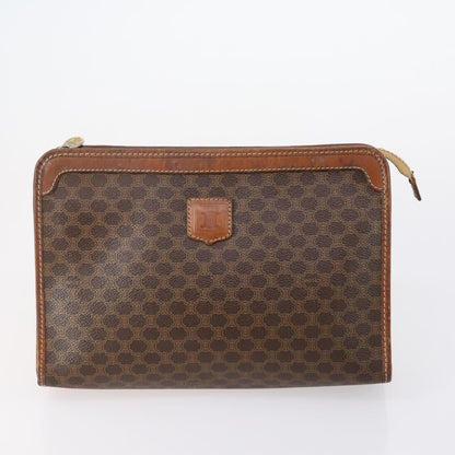 Celine CELINE Macadam Canvas Clutch Bag PVC Leather 2 Set Brown Beige Authentic 150205