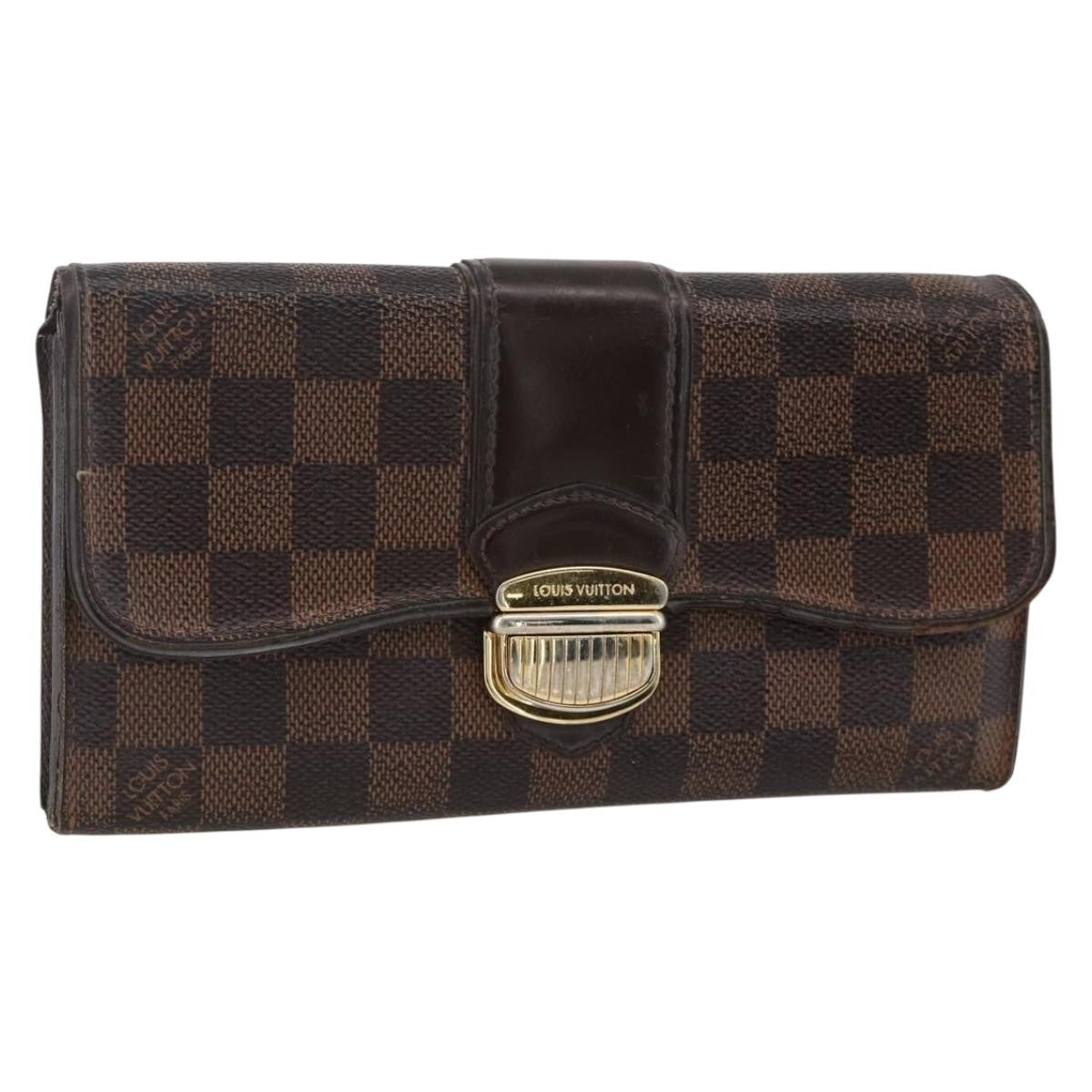 Louis Vuitton LOUIS VUITTON Damier Ebene Portefeuille Sistina Long Wallet N61747 Authentic bs34333 Bag