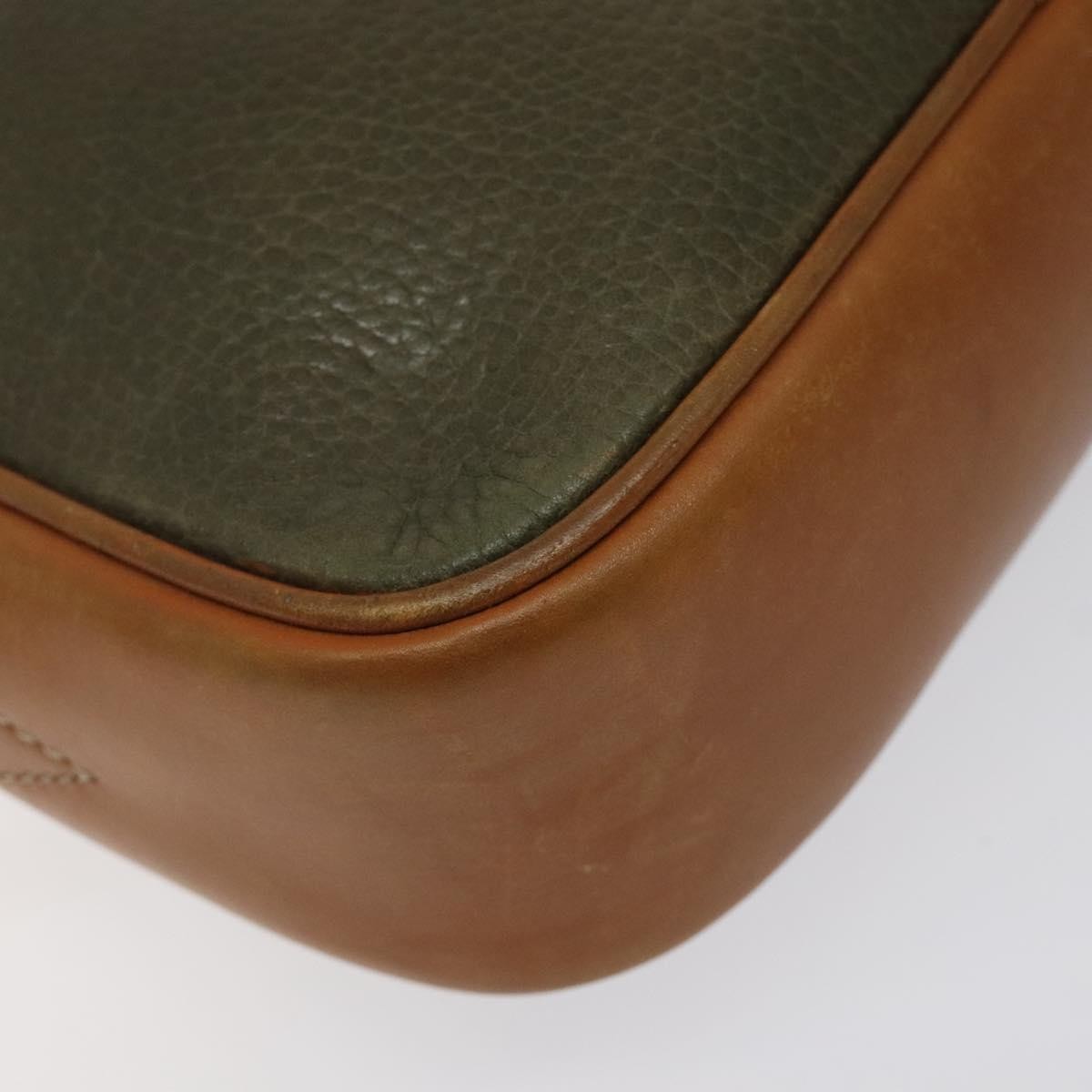 Celine CELINE Shoulder Bag Leather Khaki Gold Authentic bs25384
