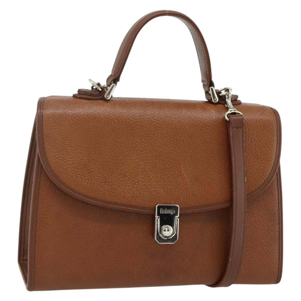 Burberrys Burberrys Hand Bag Leather 2way Brown Gold Authentic 178273