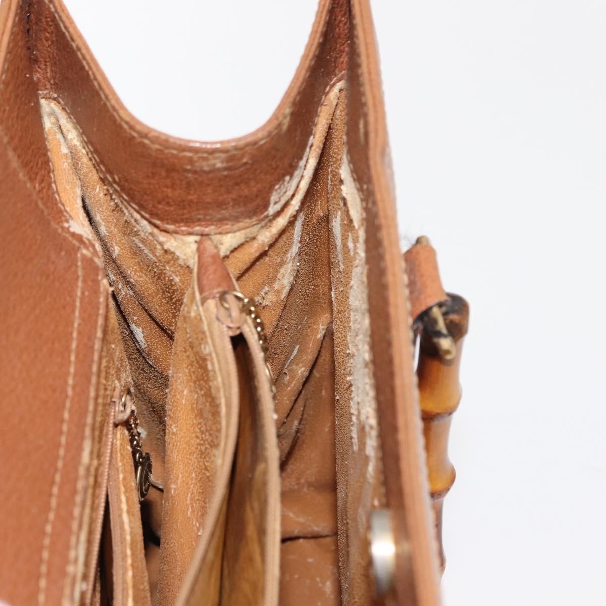 Gucci GUCCI Bamboo Hand Bag Leather Brown Gold 002 2853 0260 0 Authentic ep11300