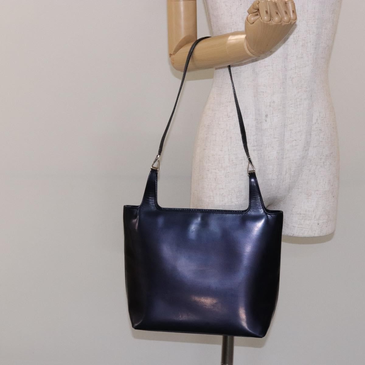 Gucci GUCCI Shoulder Bag Enamel Navy Silver Authentic bs28873