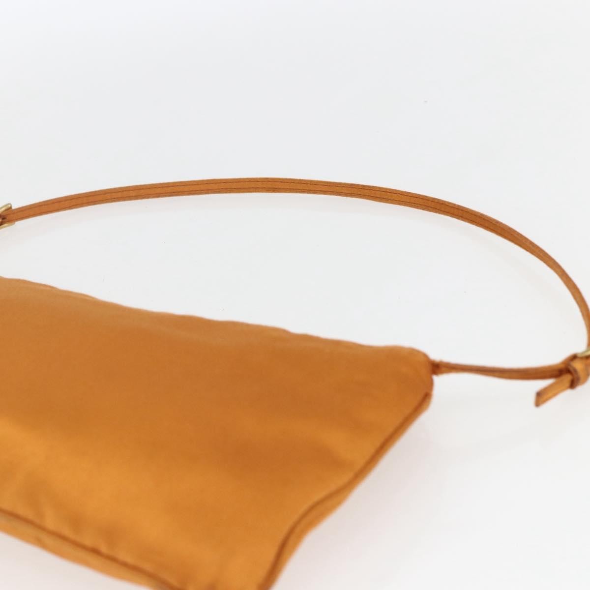 Prada PRADA Accessory Pouch Satin Orange Gold Authentic 161612 Bag