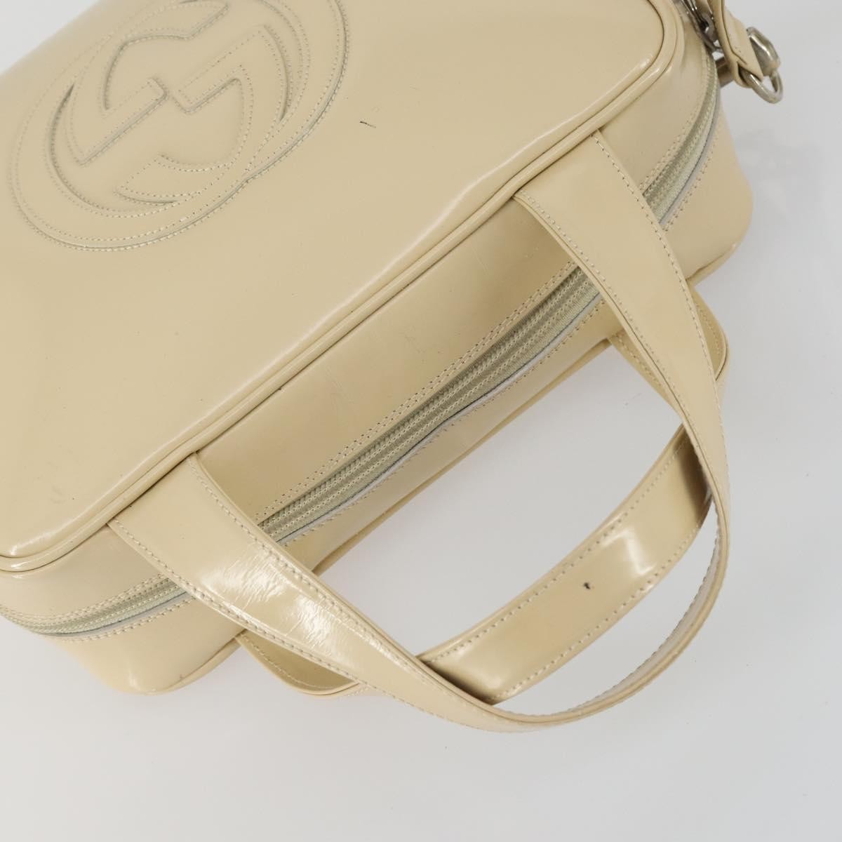 Gucci GUCCI Hand Bag Patent leather 2way Beige Silver 000 1274 0505 Authentic 155235