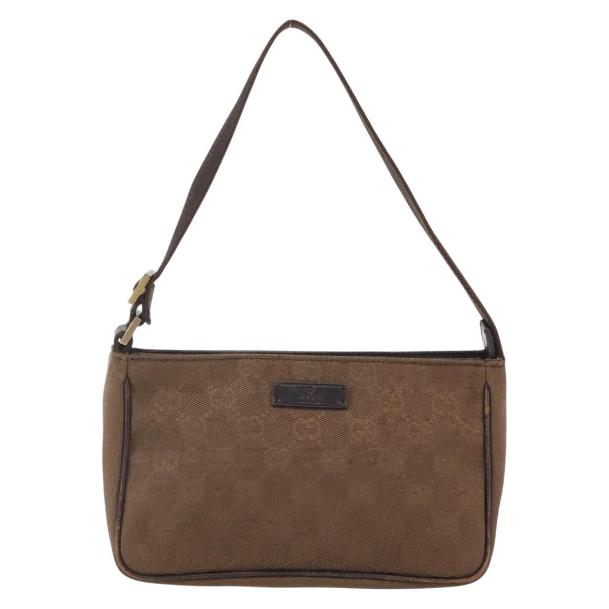 Gucci GUCCI GG Canvas Shoulder Bag Brown Gold 106644 Authentic 164050