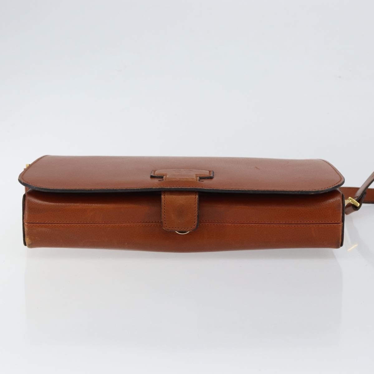 Dior Christian Dior Shoulder Bag Leather Brown Gold Authentic hk3117