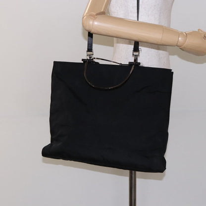Gucci GUCCI Hand Bag Nylon 2way Black Silver 002 1028 2684 Authentic 139157