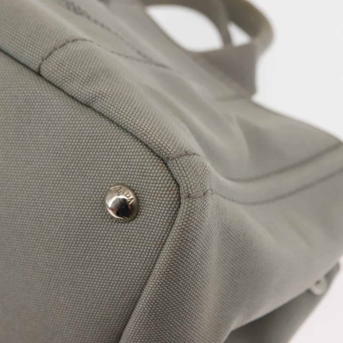 Prada PRADA Canapa MM Hand Bag Canvas Gray Silver Authentic hk3116