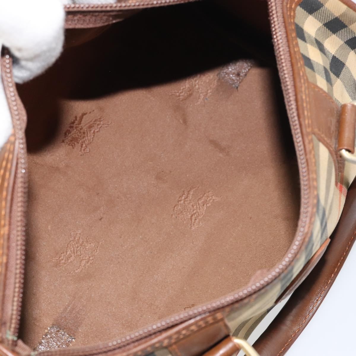 Burberrys Burberrys Nova Check Hand Bag Canvas Leather Beige Gold Authentic mr1638