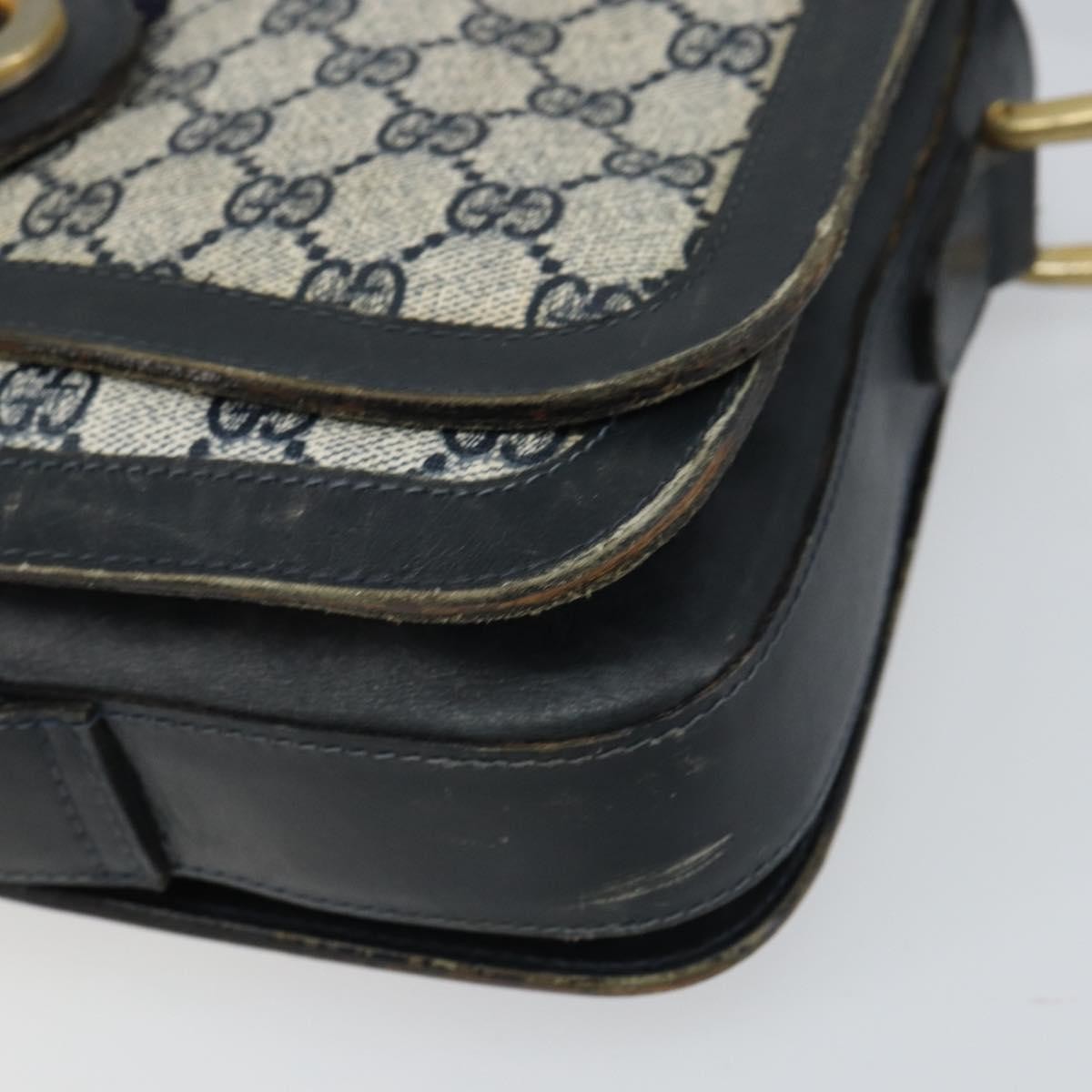 Gucci GUCCI GG Supreme Sherry Line Shoulder Bag PVC Navy Gold Authentic 160298