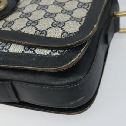 Gucci GUCCI GG Supreme Sherry Line Shoulder Bag PVC Navy Gold Authentic 160298