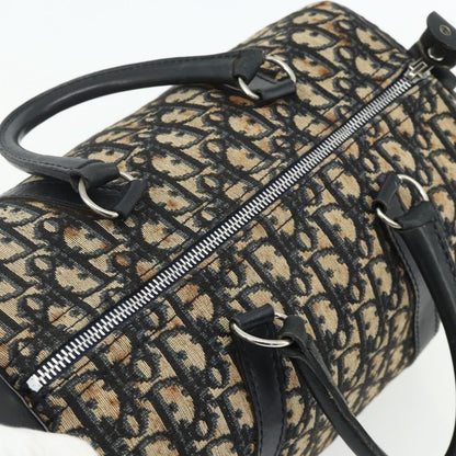 Dior Christian Dior Trotter Canvas Boston Bag Navy Silver Authentic 175415
