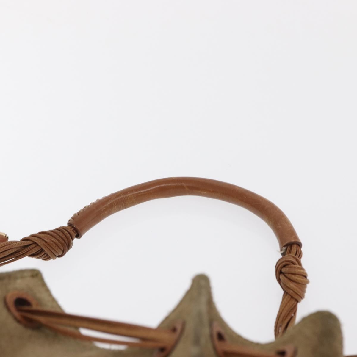Gucci GUCCI Shoulder Bag Suede Beige Gold Authentic 162826