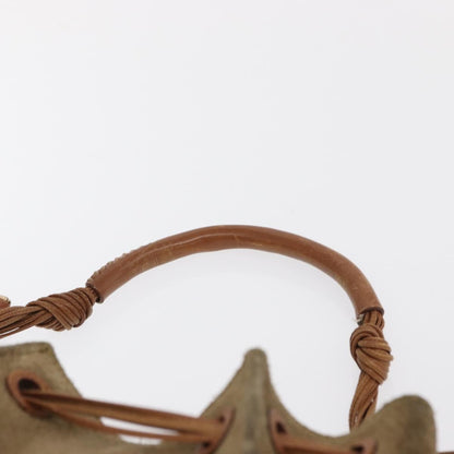 Gucci GUCCI Shoulder Bag Suede Beige Gold Authentic 162826