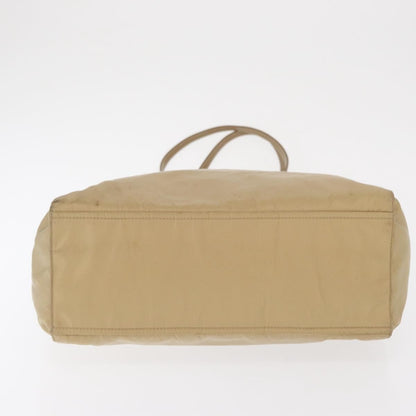 Prada PRADA Tote Bag Nylon Leather Beige Silver Authentic 156731
