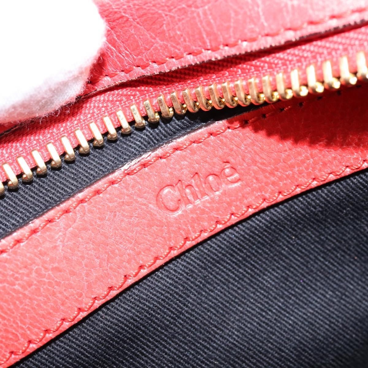 Chloé Chloé Chloe Etel Hand Bag Leather 2way Red Gold Authentic th6324