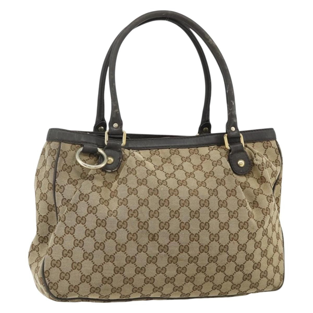 Gucci GUCCI GG Canvas Tote Bag Beige Gold 296835 Authentic 178263
