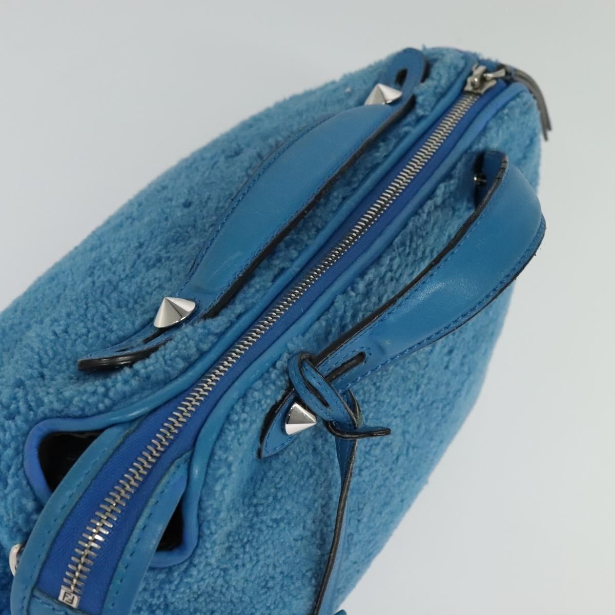 Fendi FENDI Hand Bag Mouton 2way Blue Silver Authentic 126111