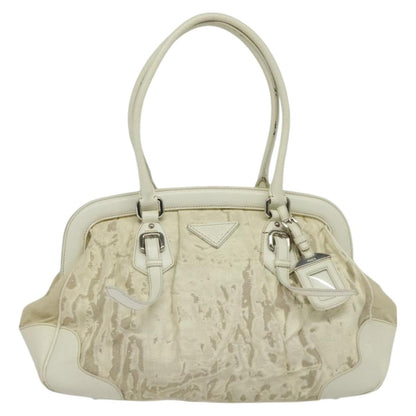 Prada PRADA Shoulder Bag Canvas Silver White Authentic fm4672