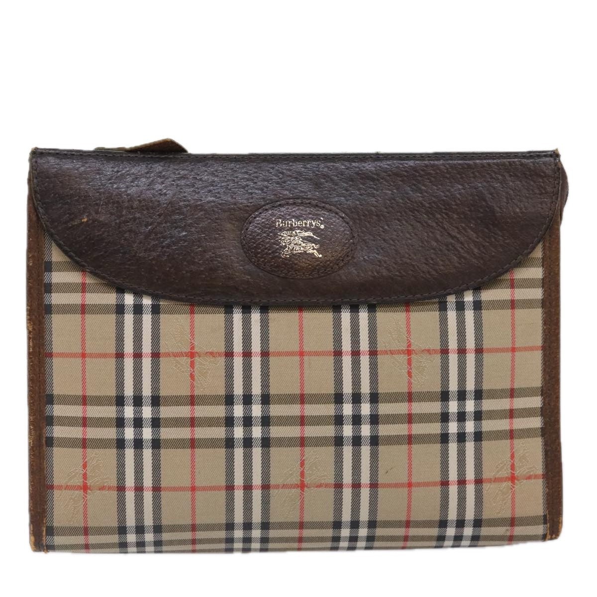 Burberrys Burberrys Nova Check Clutch Bag Canvas Beige Authentic ti2111
